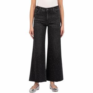 KUT from The Kloth Meg High-Rise Fab Ab Wide Leg Raw Hem in Illuminated 14